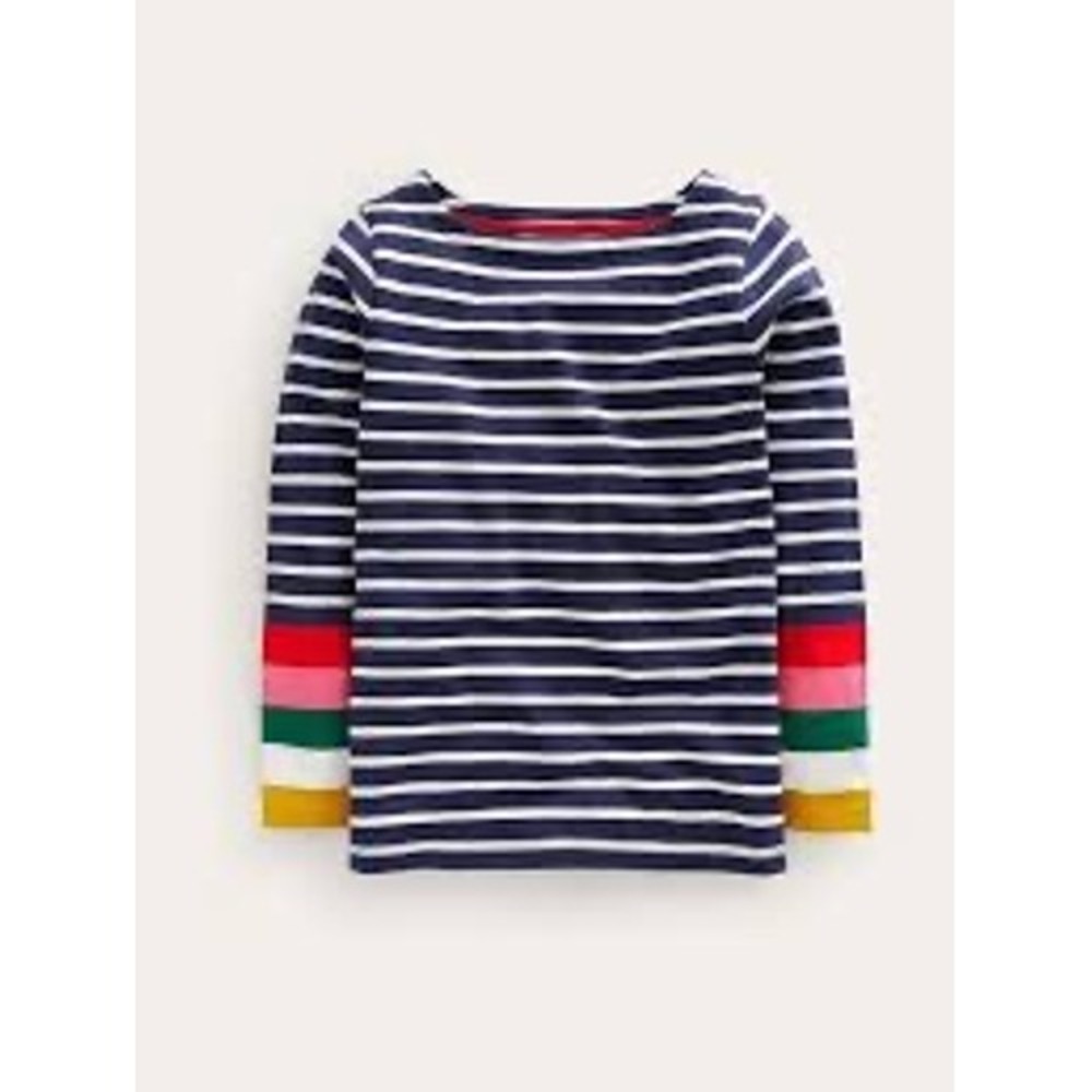 Boden Long Sleeve Kids Shirt - Navy with Red, Green, and Yellow Accents